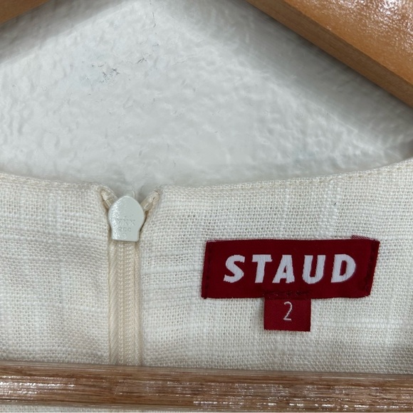 NWT Staud wide leg linen blend jumpsuit cream 2 - Picture 14 of 16